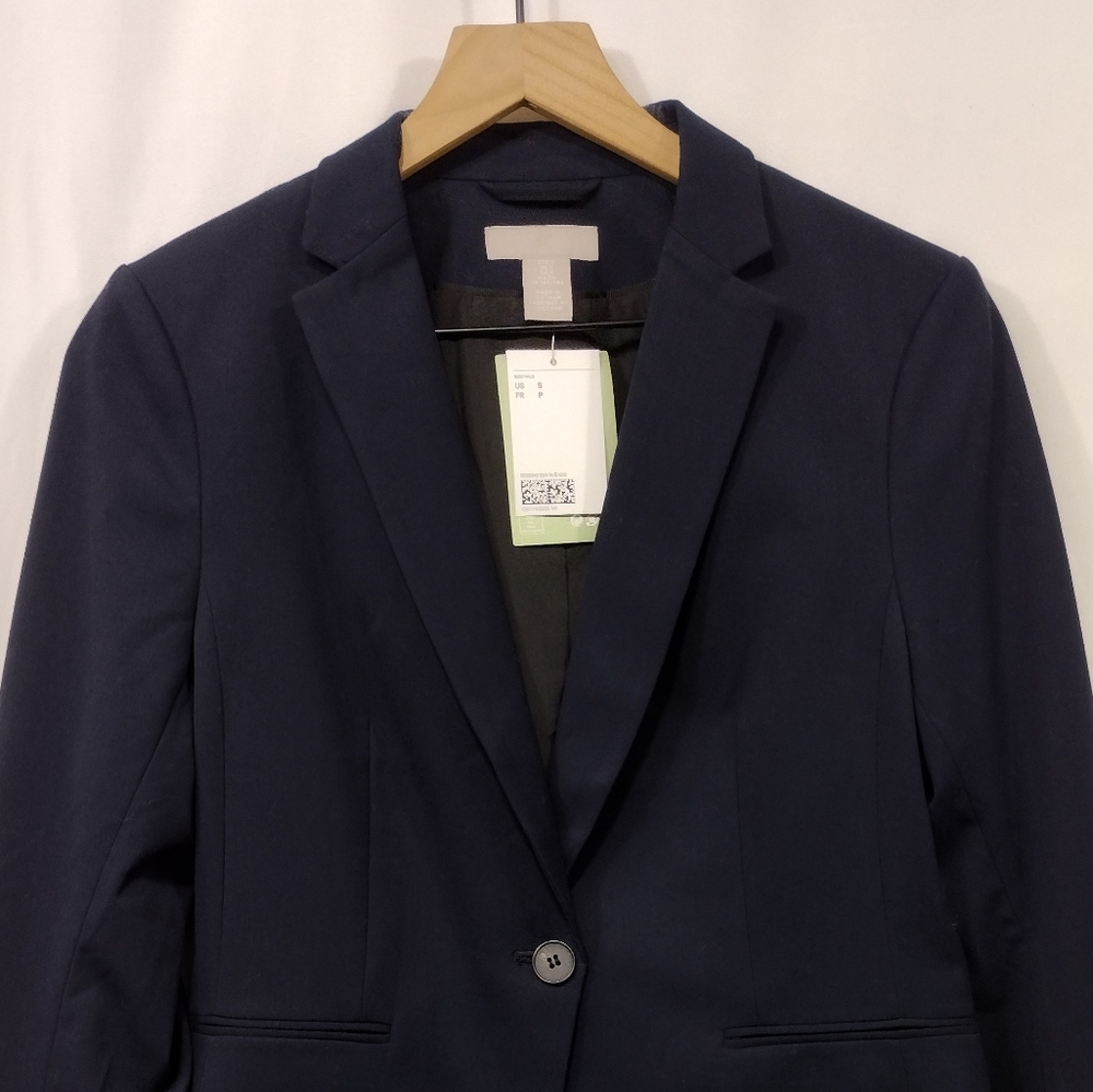 NWT H&M Tailored Blazer Women's S Blue Office Career Retro 90s Y2K Work - Picture 2 of 11